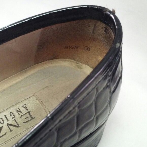 Vintage Enzo Angiolini Black Crocodile Embossed Leather Loafers Mens Shoes Size - Picture 6 of 10